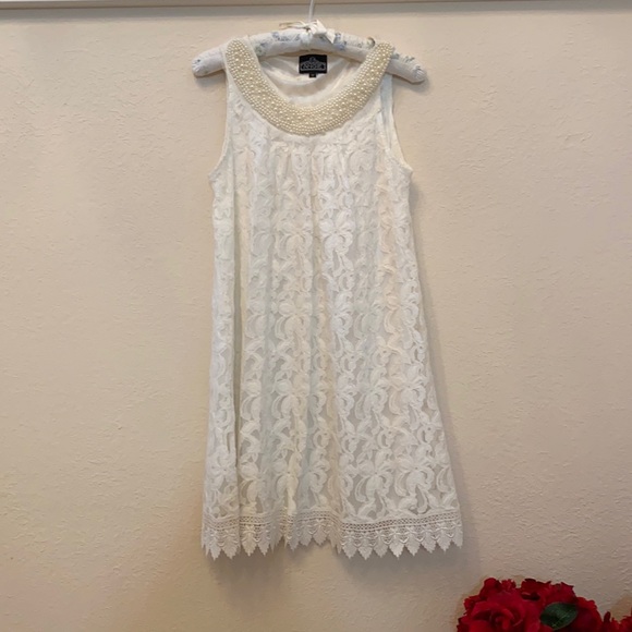 Angie Dresses & Skirts - Beautiful pearl embellished white lace dress